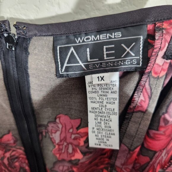 Alex Evenings Womens Black & Red Floral Jacket & Camisole 2-Piece Set Size 1X - Picture 9 of 16